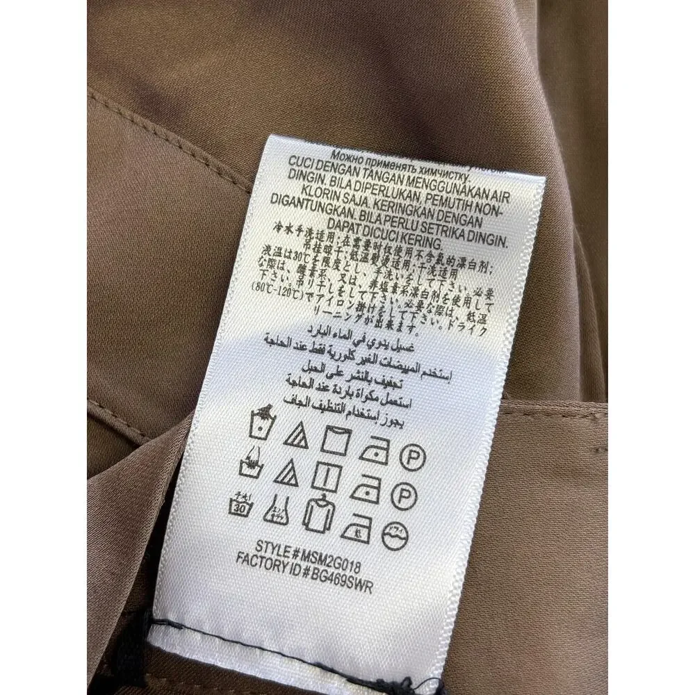 BCBGMAXAZRIA Pants Womens 12 Brown Satin Harem Pleated Draped Pockets Relaxed - Picture 4 of 8